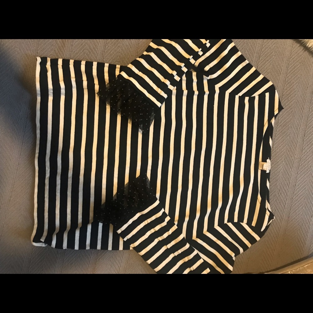 J Crew Striped Long Sleeve T with Sleeve Detail